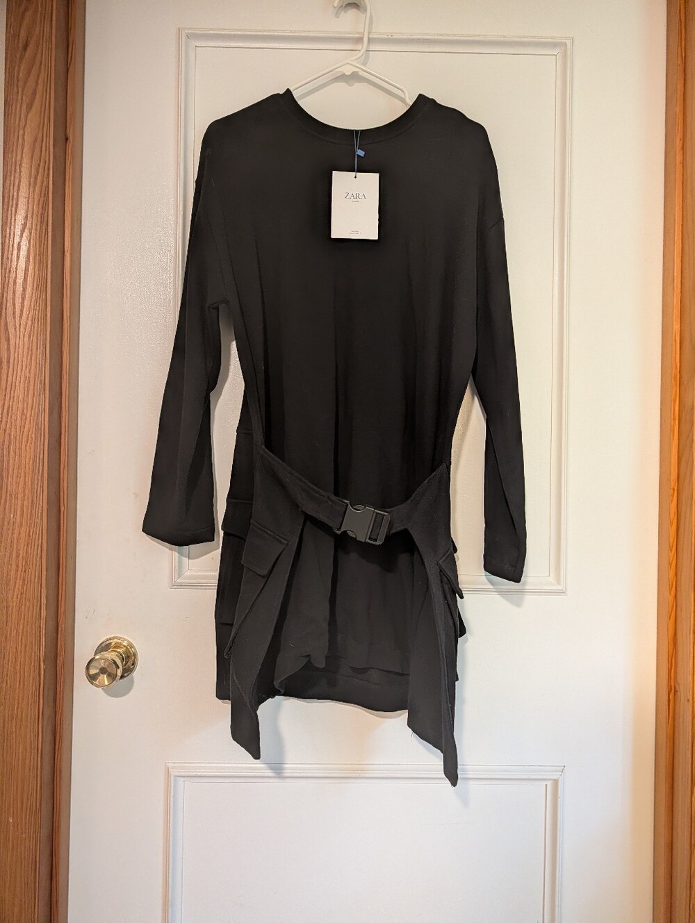 Zara Black Long Sleeve Belted Dress
